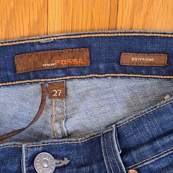 Fossil Women's Size 27 Boyfriend Distressed Denim Jeans 8" Rise Western Cowgirl - Picture 5 of 14